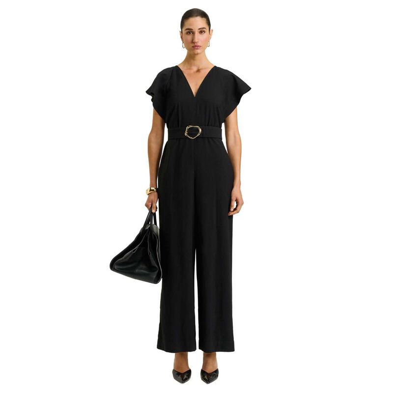 Veronika Maine Drapey Viscose Twill V Neck Jumpsuit image number 4